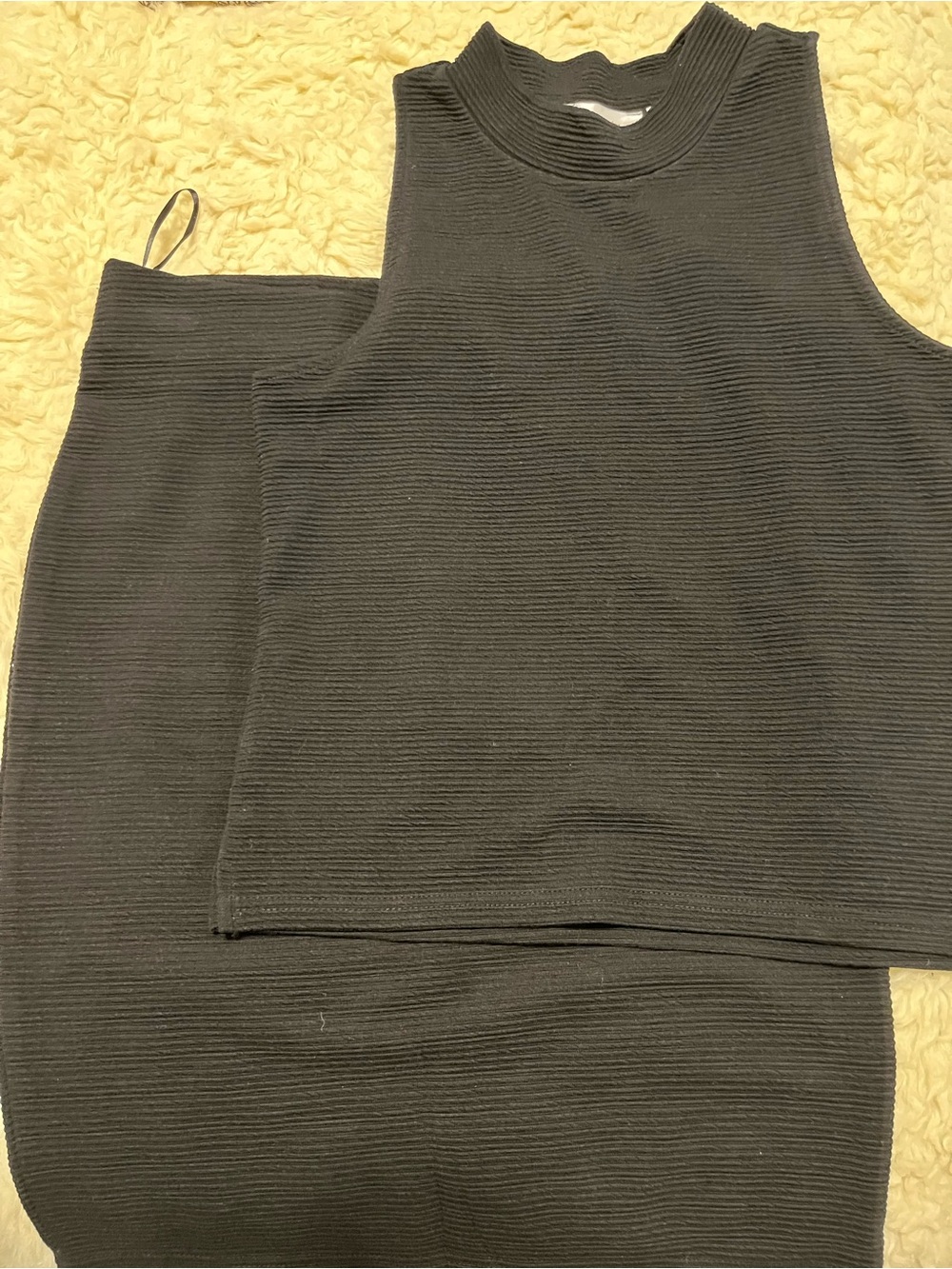 RD Style Black Ribbed Tank Top - Sleeveless Mock Neck